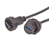 Conector USB 3.0 Tipo-C Macho a Hembra para Montaje en Panel, Cable Impermeable IP67 para Tablero de Auto, Camión, Barco, Motocicleta