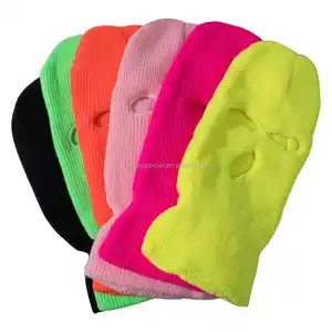 Pasamontañas con cubierta de neón para invierno, máscara verde para Halloween, para fiesta, motocicleta, esquí, ciclismo, pasamontañas rosa