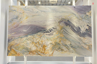 Purple Fusion dalle de marbre originale livre ouvert assorti revêtement mural intérieur cristal rétro-éclairé quartzite pierre naturelle