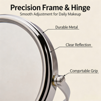Miroir de maquillage portable double face à rotation 360 degrés, mini miroir de poche personnalisé en métal pour le bureau et les voyages