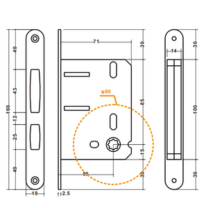 Corpo <span class=keywords><strong>Serratura</strong></span> Scorrevole in Lega di Zinco Multicolore da 55mm con Backset, Direttamente dalla Fabbrica, per Porte Scorrevoli in Legno - Accessori Set <span class=keywords><strong>Serratura</strong></span> - Product Image 2