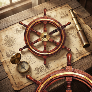 Handcrafted <b>Wooden</b> Ship Wheel Wall Decoration Antique Style Polished Technique TMI Brand Uttarakhand Love Theme for Home Decor - Product Image 1