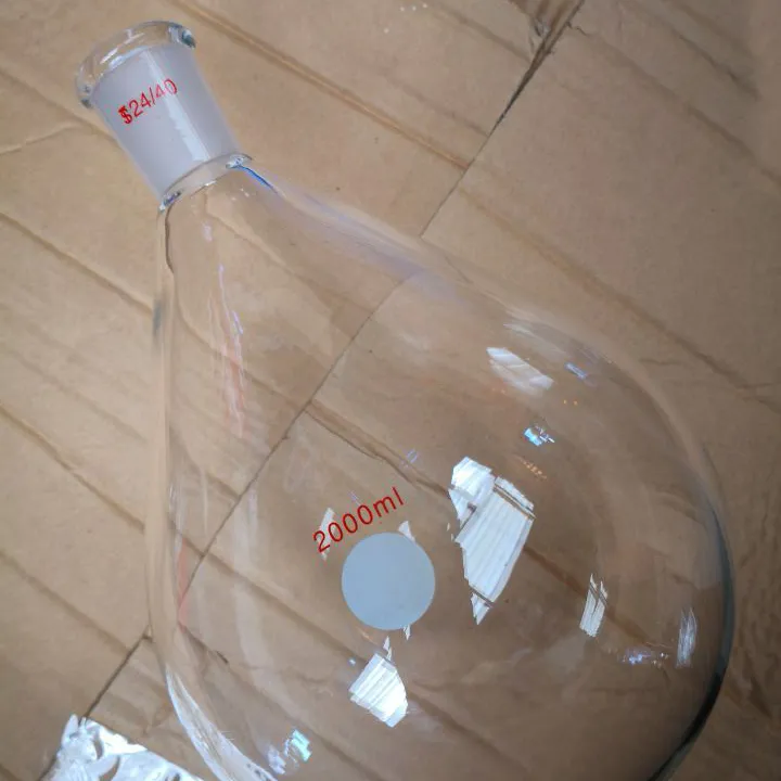 ग्लास Evaporating वसूली फ्लास्क 2000ml के साथ संयुक्त 24/40, ग्लास बैंगन फ्लास्क