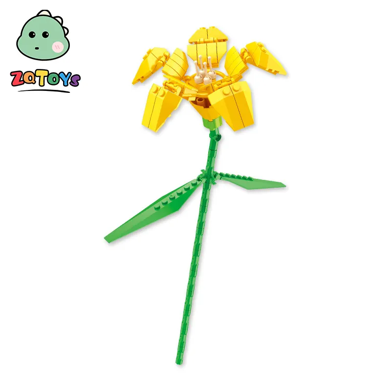 꽃 벽돌 장난감 꽃다발 꽃 빌딩 블록 종이 상자 Zhiqu 다채로운 플라스틱 조립 DIY 미니 3D 발렌타인 데이 선물 장미