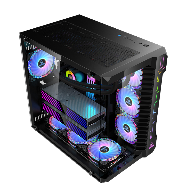 Venda quente UFO Mid Tower PC Game Cabinet Cool Alumínio Liga ATX Caso com E-SATA Port Baixo MOQ Preço de Fábrica Desktop Tower