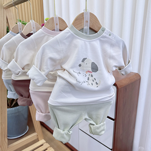 ชุดแยกชิ้นสำหรับเด็ก<span class=keywords><strong>ทารก</strong></span> กางเกงนอนผ้าฝ้ายอุ่นเอวสูงป้องกันหน้าท้องสำหรับฤดูใบไม้ร่วง/ฤดูหนาว - Product Image 4