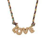 Collar con Colgante de Letra Personalizada en Cobre Chapado en Oro con Circonita y Cadena de Cuerda de Colores, Ideal para Regalo, Dropshipping
