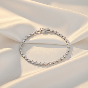 Sofisticato Bracciale Tennis con Moissanite Taglio a Pera in <span class=keywords><strong>Argento</strong></span> S925, Chiusura a Scatola Robusta, Anti-Appannamento, Regalo Speciale per Lei - Product Image 4