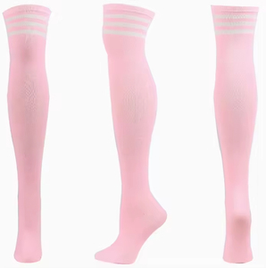 Chaussettes longues classiques neuves pour femmes, au-dessus du genou, pour le printemps, avec trois bandes, vente en gros, haute qualité - Product Image 2