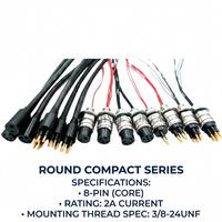 Connecteur de puissance sous-marin compact rond HYSF SUBSEA à 8 broches Wet Mate 2A, câble en ligne pour panneau de fixation 3/8-24UNF pour ROV AUV