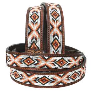 เข็มขัดหนังสไตล์ตะวันตกปักลายดอกไม้พร้อมหัวเข็มขัดสีขาวสำหรับผู้ชายและผู้หญิง - Product Image 3