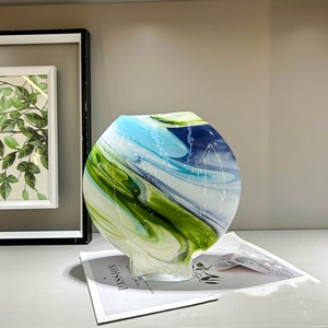 Elegante Jarrón <span class=keywords><strong>de</strong></span> Cristal <span class=keywords><strong>de</strong></span> Murano, Adorno Soplado a Mano con Diseño Floral Estampado en Color, Estilo Artesanal - Product Image 1