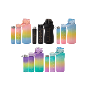 Wholesale High Quality Custom Logo 3 2000Ml/900Ml300ml Children Cute Diy Funny 480Ml <b>Plastic</b> Water Bottle and Stickers Set - Product Image 2
