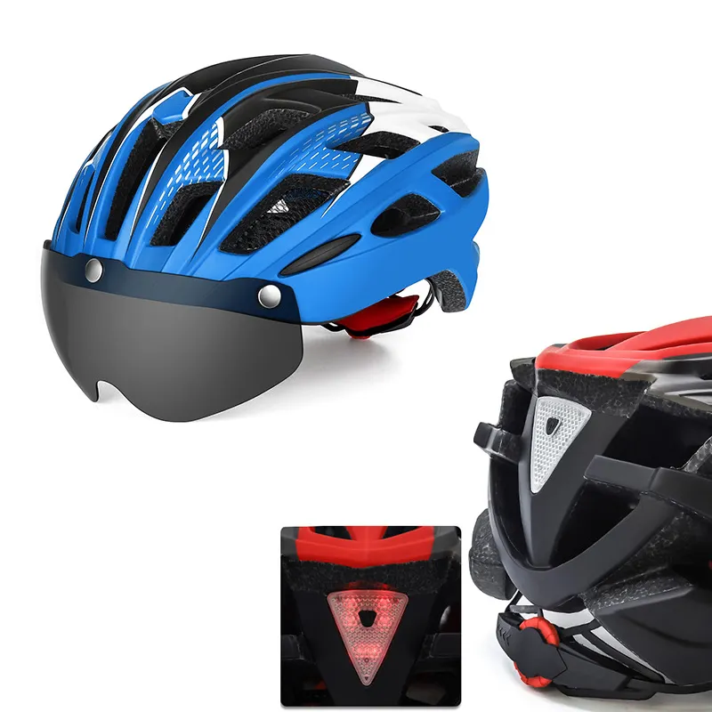 Fahrrad helm mit Rücklicht Abnehmbare magnetische abnehmbare Sonnenblende Mountain & Road Fahrrad helme für Männer Frauen Erwachsene