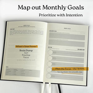 Carnet <span class=keywords><strong>de</strong></span> planification polyvalent avec papier anti-transparence, conception à ouverture à plat, poche intérieure, fermeture élastique, marque-page et attache pour stylo - Product Image 3