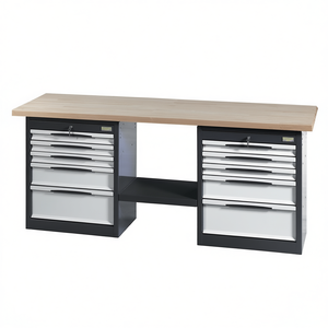 FG 132 FD2 <b>Workbench</b> With Wooden Top And <b>Metal</b> Drawers For Workshop Use - Product Image 2