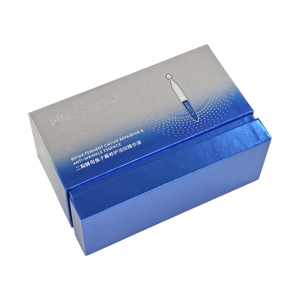 Boîte cadeau rigide carrée de luxe pour cosmétiques |   Emballage personnalisé en carton gris avec logo argenté pour ampoules de sérum et <span class=keywords><strong>caviar</strong></span> - Product Image 4