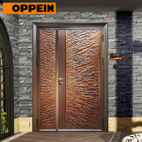 Porte d'entrée double en acier sur mesure OPPEIN, embossée, antivol, pour villa, bâtiment commercial, fabricant