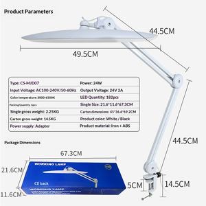 Lampe de lecture LED pliable S DESK pour bureau, étude, manucure, esthétique, éclairage de livre, pour la maison, BLANC NOIR, avec pince métallique, pour étudiants, fabrication chinoise, pour le travail - Product Image 2