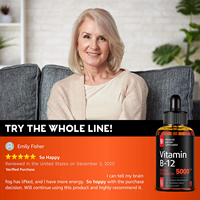 Gouttes de Vitamine B12 OEM, Gouttes Liquides Sublinguales B12, Soutien au Métabolisme, Amélioration de l'Énergie, Complément Liquide de Vitamine B12 Végétalien