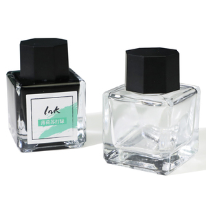 Flacone d'inchiostro in vetro vintage quadrato personalizzato da 25 ml, vuoto, con supporto per penna a immersione per calligrafia, scrittura artistica e penne stilografiche - Product Image 1