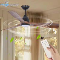 Ventilateur de plafond décoratif électrique de luxe de 52 pouces à faible bruit avec lumière, pales en ABS, ventilateur de plafond avec kit LED intégré de 19W
