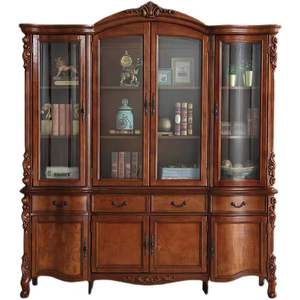 Armoire de luxe en bois massif antique vêtements chambre américaine <span class=keywords><strong>placard</strong></span> en bois durable garde-robe haute - Product Image 4