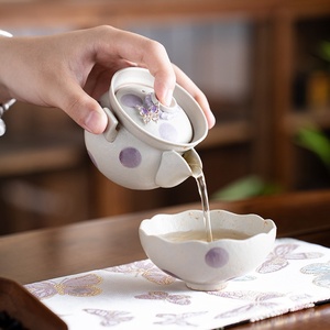 Caramel Hand-painted Wave Dot <b>One</b> Pot <b>One</b> <b>Cup</b> Tea <b>Cup</b> Teapot Single Special Household Travel Convenient Suit - Product Image 2