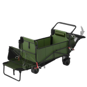 Carrito Plegable Multifuncional <span class=keywords><strong>de</strong></span> Cuatro Ruedas <span class=keywords><strong>para</strong></span> Exteriores, Plataforma Metálica Resistente y Portátil <span class=keywords><strong>para</strong></span> <span class=keywords><strong>Playa</strong></span>, Camping, Compras y Almacenamiento - Product Image 2