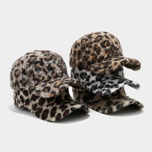 Arrival Autumn Winter Furry Leopard Print Baseball Cap Fashion Outdoor Warm Sports <b>Hat</b> <b>for</b> Women Dress - Product Image 1