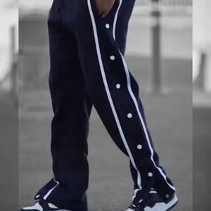 Joggers en molleton pour hommes, style hip-hop, design personnalisé, haute qualité, grammage lourd, avec boutons latéraux, double fente à la cheville, cordon de serrage, coupe ample - Product Image 2