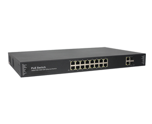 พอร์ต Poe 16 พอร์ต พร้อมอัปลิงค์ RJ45 2 พอร์ต และสวิตช์ SFP Gigabit PoE+ - Product Image 1