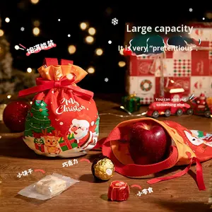 Sacchetti regalo <span class=keywords><strong>di</strong></span> <span class=keywords><strong>Natale</strong></span> a forma <span class=keywords><strong>di</strong></span> <span class=keywords><strong>Babbo</strong></span> <span class=keywords><strong>Natale</strong></span> in velluto stile cartone animato 10x15 cm Confezione regalo piccola per bambini - Product Image 3