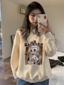 Felpa con Collo Tondo Motivo Cartoon Labubu, Felpe da Donna, Regali, Cotone, Grafica Y2k, Stampa Personalizzata, Abbigliamento per Coppie, Top per Bambole - Product Image 2