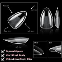 Pointes d'ongles en gel souple 360 pièces, 15 tailles, transparentes, couvrantes, pré-polies, finition mate à l'intérieur, sans courbe, pour extension d'ongles – Vente directe usine