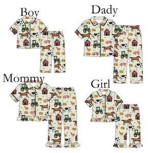 Ensemble de pyjama assorti à manches courtes avec imprimé d'animaux de la ferme pour filles - Product Image 2