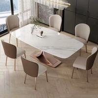 Table à manger rectangulaire en dalle brillante de luxe, style moderne minimaliste pour petits appartements, ensemble table et chaises haut de gamme