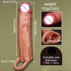 Extenseur de pénis réaliste en silicone, préservatif pour pénis, jouet sexuel pour hommes, agrandisseur de pénis, Funda Para <span class=keywords><strong>Pene</strong></span> LM-C-608-2 - Product Image 2