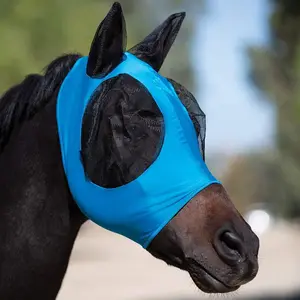 Masker Kuda Multiwarna, Topeng Kuda Anti Lalat Cacing Bernafas Elastis Rajutan Jala Anti Nyamuk Peralatan Berkuda