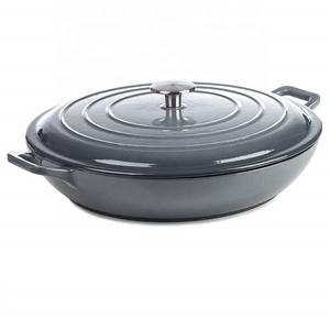 Marmite à soupe <span class=keywords><strong>en</strong></span> <span class=keywords><strong>fonte</strong></span> grise émaillée de <span class=keywords><strong>grande</strong></span> taille, Casserole peu profonde - Product Image 1