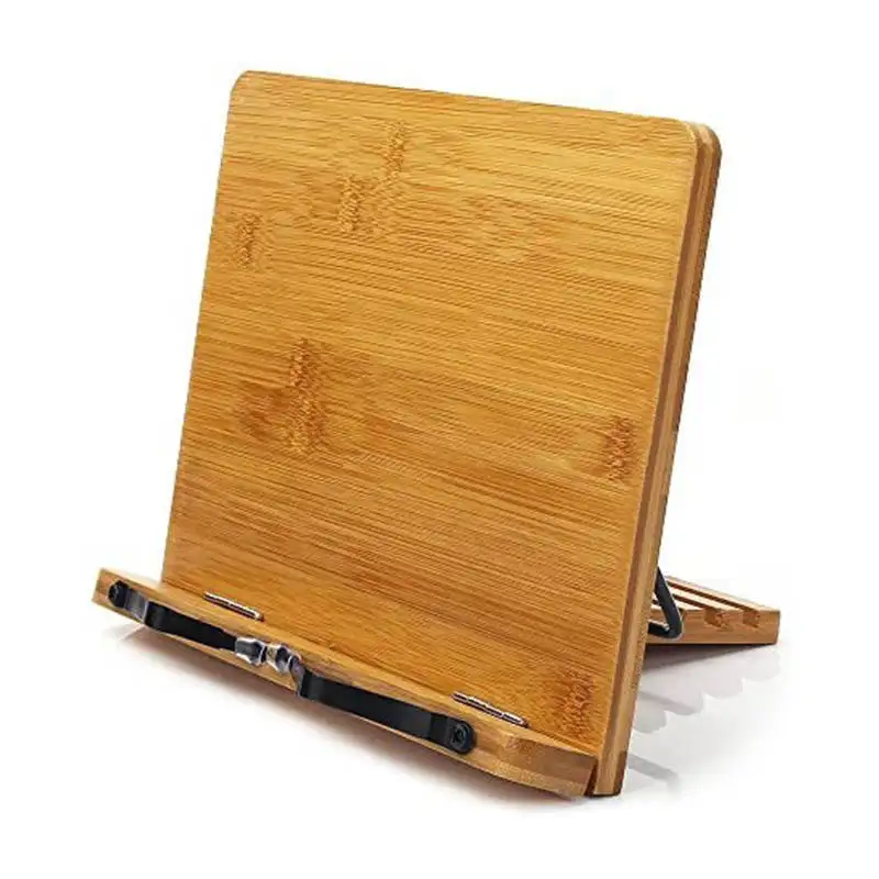 Wholesale Handmade 100% Bamboo Book Stand Adjustable Book Holder Tray Portable Study Reading Desk for Kitchen Home Office