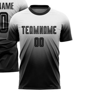 Camiseta de Fútbol con Degradado Blanco y Negro, Manga Corta, Transpirable, Absorbe la Humedad, Ropa Deportiva Ligera para Entrenamiento y Partidos - Product Image 2