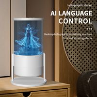 Ventilateur holographique à 360 degrés, affichage LED cylindrique, hologramme 3D, couverture acrylique, lecteur vidéo de table, intérieur, OEM