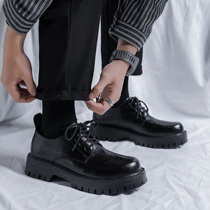 Nouveaux mocassins en cuir noir style britannique, bottes de ville à semelle plate, chaussures en cuir toutes assorties - Product Image 2