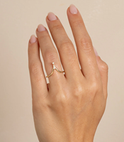 Milskye Edle Vintage-Schmuckkollektion 18k Vergoldeter Messing-Zirkon Tiara Ineinander Stapelbarer Ring für Damen