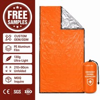 Sac de couchage d'urgence en film d'aluminium PE, sac de bivouac entièrement imperméable, coupe-vent, rétention de chaleur, équipement de randonnée et de camping en plein air
