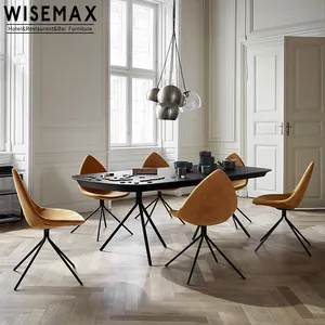 Мебель WISEMAX, оптовая продажа, современное обеденное металлическое вращающееся кресло с кожаной обивкой, стул для столовой, металлический