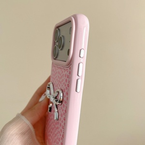 Fashion girls leopard print bowknot PU leather phone case for iPhone 13 14 15 16 17 pro max shockproof <b>back</b> cover wholesale - Product Image 4