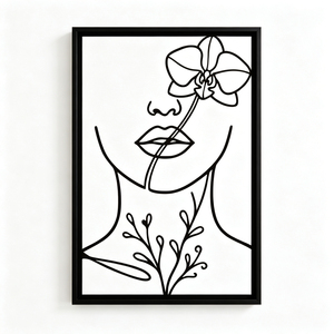 Peinture à l'huile moderne sur toile, sur mesure, lignes fines, <span class=keywords><strong>portrait</strong></span> de <span class=keywords><strong>femme</strong></span> en <span class=keywords><strong>noir</strong></span> <span class=keywords><strong>et</strong></span> <span class=keywords><strong>blanc</strong></span>, art botanique, fait main, décoration murale intérieure - Product Image 2
