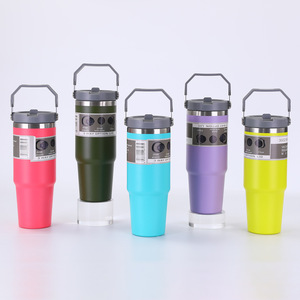 OEM/ODM RTS 20oz Straight Matte Multi Colorful Stainless Steel Tumbler Blanks with Spoon Leakproof Lid Vacuum Mugs - Product Image 1